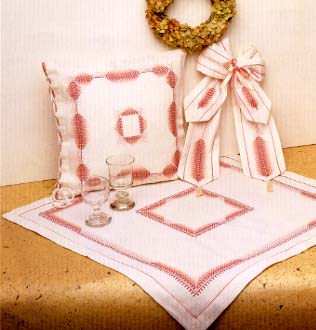 #24822 -- Huck Embroidery - Pink On White