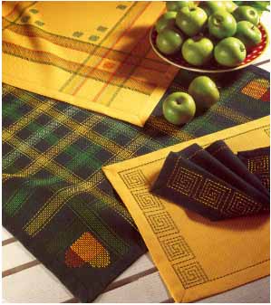 #26308 -- Huck Weaving On Yellow & Green