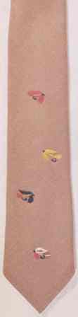 #458T Trout Flies Necktie on tan